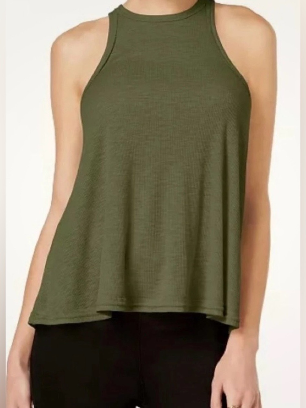 Free People Olive High-Neck Swing Tank XS
